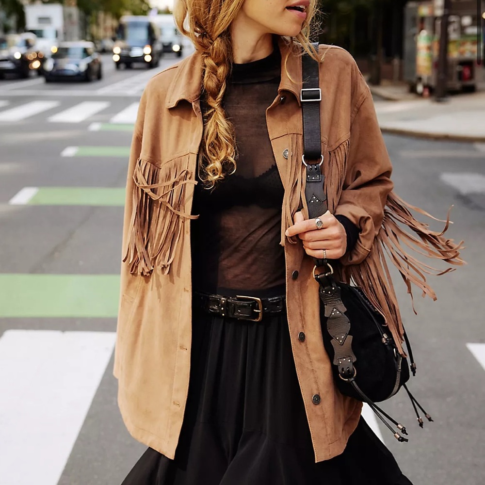Free People Fringe Suede Jacket